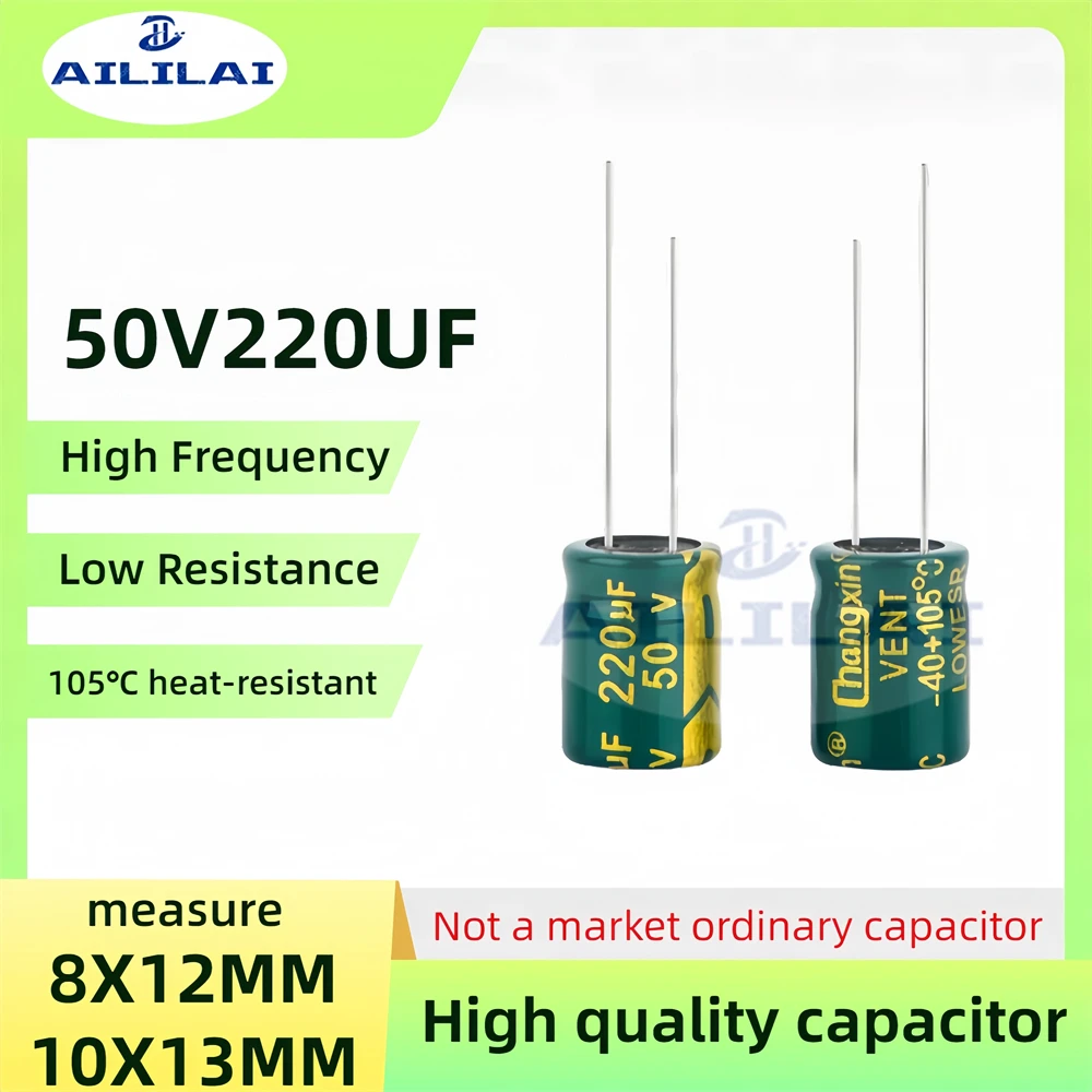 20 STKS Originele 50v220uf Lage ESR/Impedantie Hoge Frequentie 50 V 220 UF Aluminium Elektrolytische Condensator 50V220UF Maat: 10X13/8X12 MM