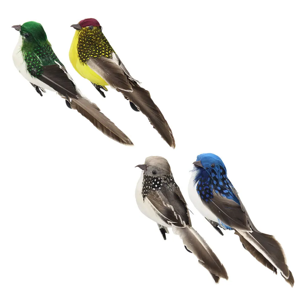 

Alipis 4pcs Lifelike Simulation Birds with Clips Home Decor Outdoor Wreath Foam Bird Ornaments Accents Accessory