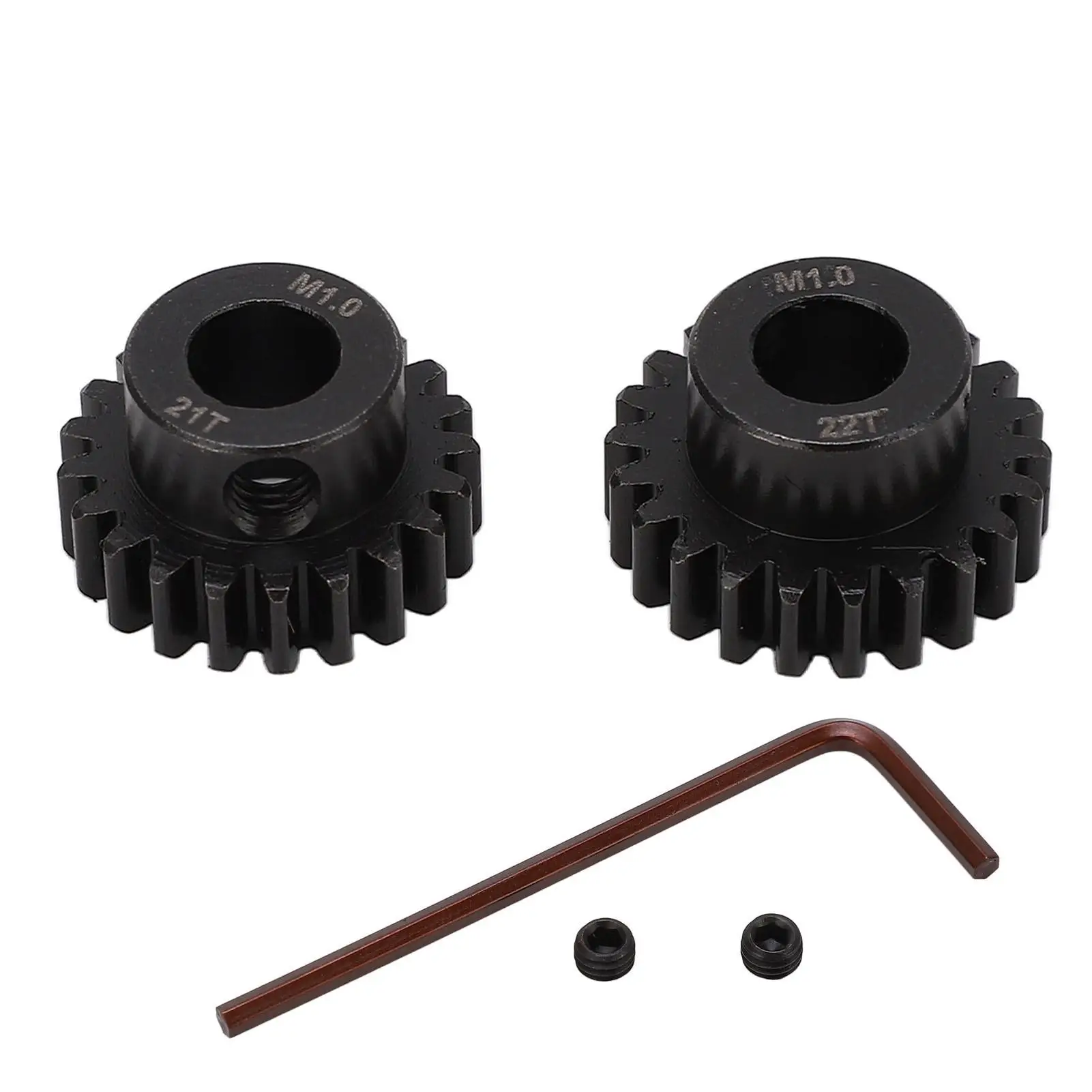 21T 22T RC Motor Pinion Gear Set 25DP Rustproof Low Noise Replacement for repair - Black