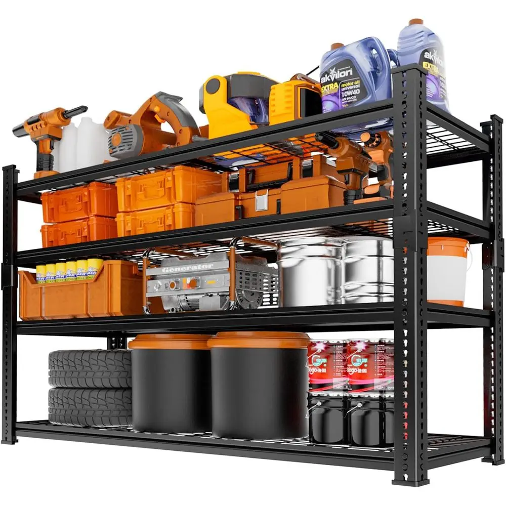 Heavy-Duty 48L x 18W x 60H 4-Tier Wire Shelving - Holds 2640 lbs, Ideal for Garage, Kitchen, Laundry, Pantry, and Warehouse