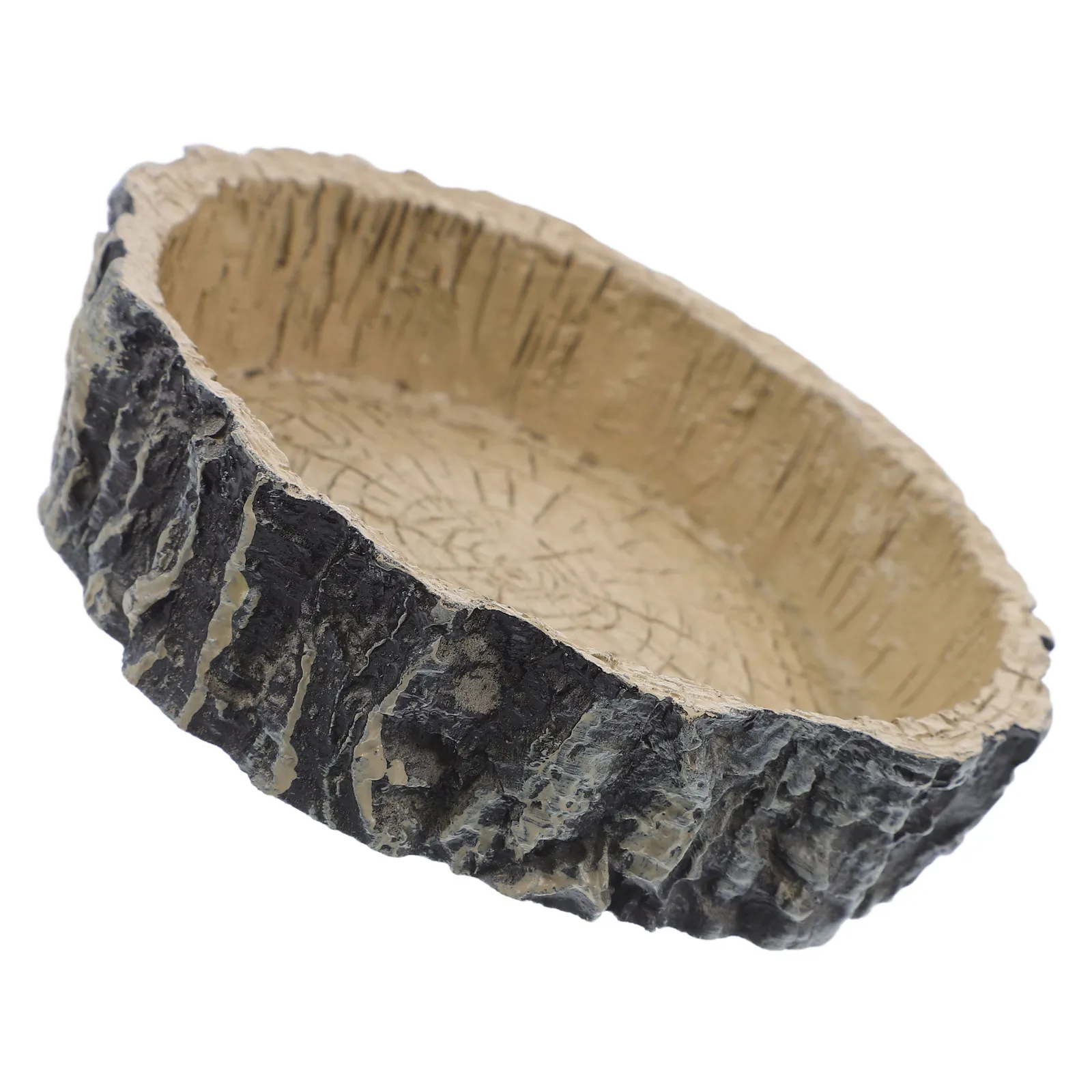 

Reptile Feeding Bowl Durable Resin Material Natural Tree Stump Design Lizard Turtle Supplies Storage Container Pet Accessories