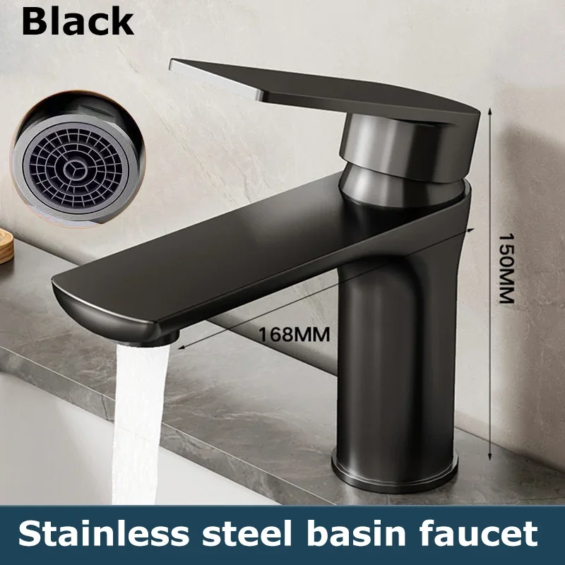 Control Basin Faucet Kitchen Bathroom Wash Basin Universal Stainless Steel Faucet Household Hot and Cold Water Dual