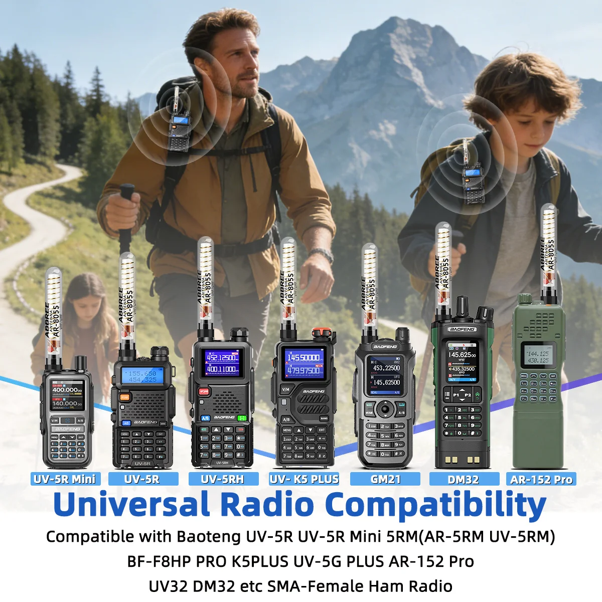 ABBREE Transparente AR-805 Plus AR-805S Dualband-Antenne mit hoher Verstärkung, SMA-Buchse, große Reichweite für Baofeng UV-5R UV-21 PRO Amateurfunk – Detail 6