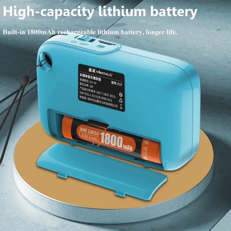 راديو FM صغير محمول سماعة لاسلكية تعمل بالبلوتوث مكبر صوت مع شاشة LED مشغل موسيقى للمكالمات بدون استخدام اليدين يدعم مؤقت النوم