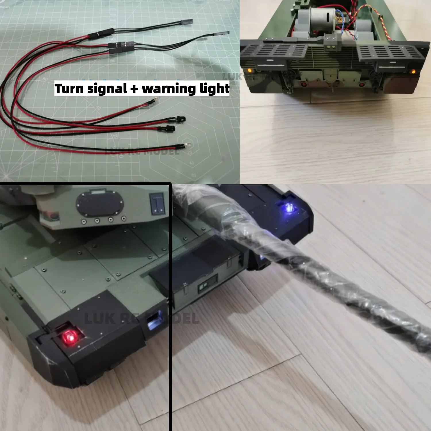 

Upgraded Rear Lighting For HL Leopard 2A6 Modified 2A7 1/16 RC Tank 7.0 Motherboar Modification Accessories Warning Light DIY