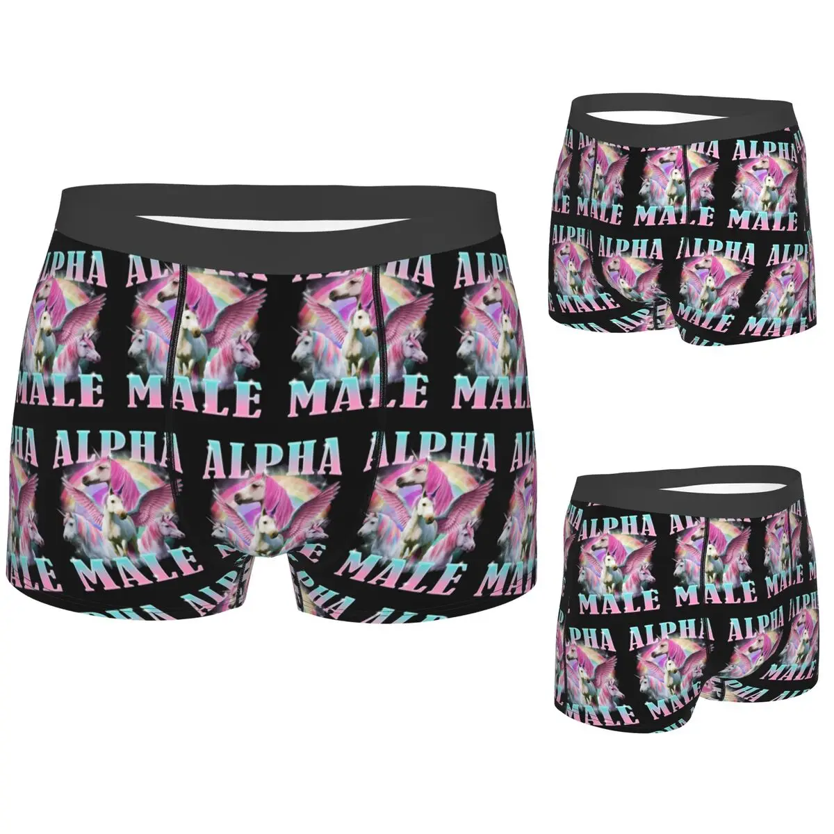 

Трусы-боксеры, шорты Alpha, мужские трусы-мема с единорогом, мужское дышащее нижнее белье для мужчин, подарки бойфренду