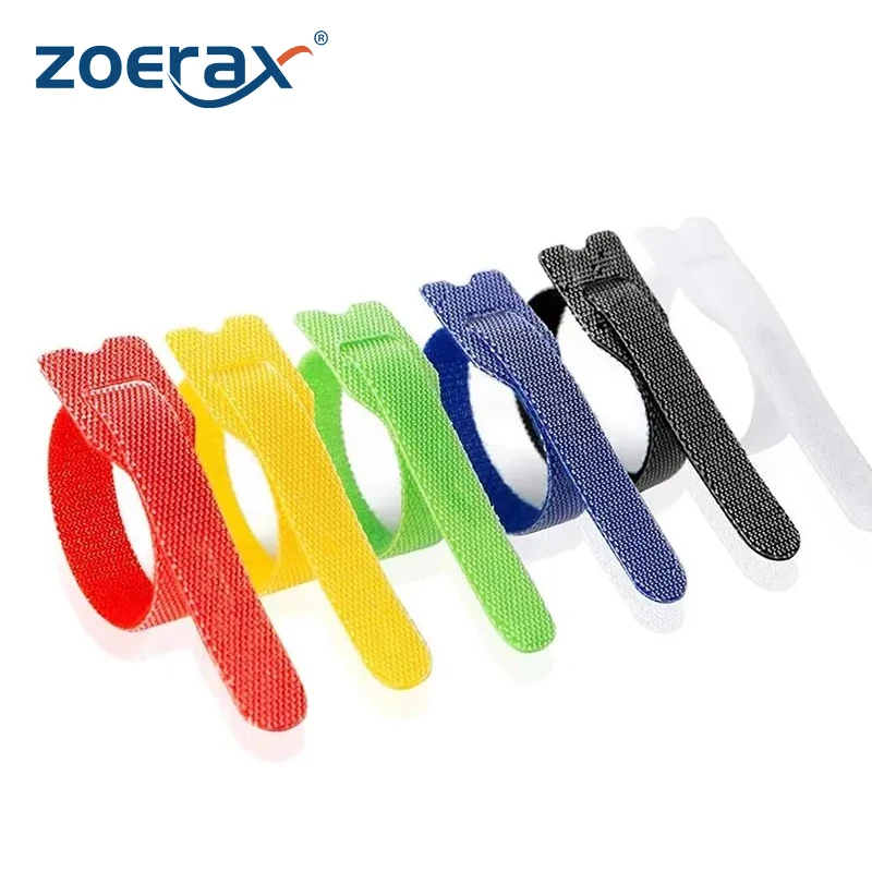 

ZoeRax 60PCS Fastening Cable Ties Reusable Adjustable Cord Ties Microfiber Cloth Cable Management Strap Hook Loop Cord Organizer