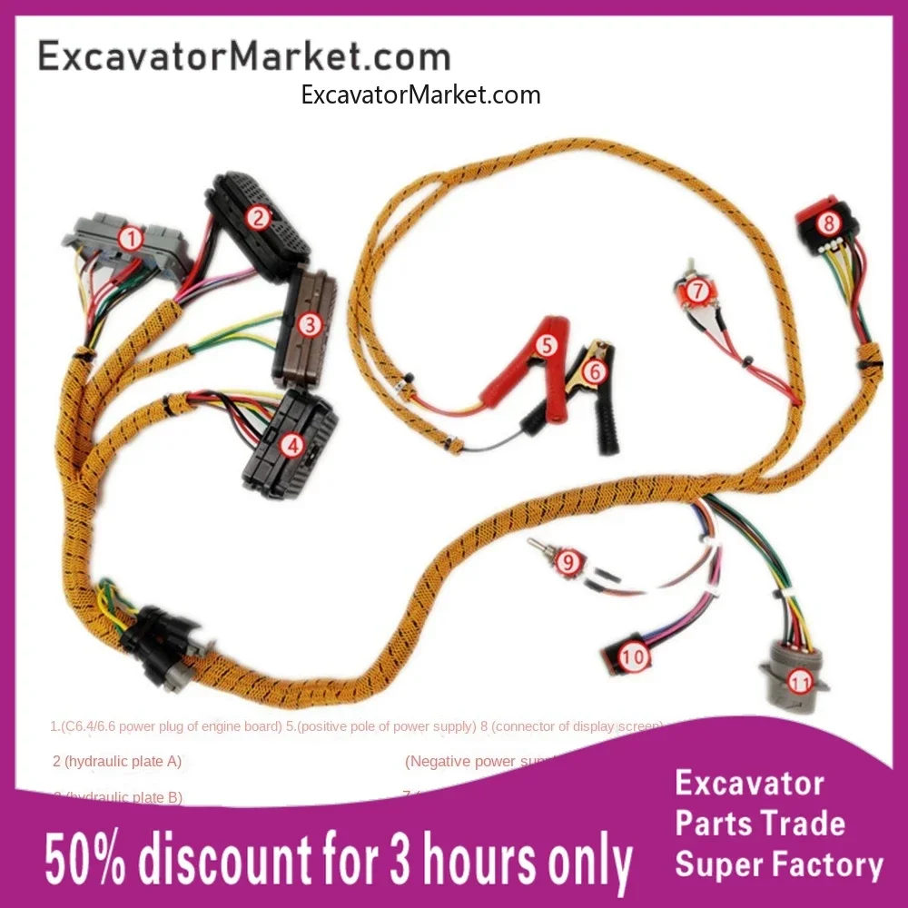 

Excavator Spare For Caterpillar Inspection Harness Engine C6.4/C7/C9/C11/C15 Test Throttle Inspection Line Excavator Parts