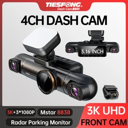 TIESFONG-A99-4C 360 4チャンネル 車用のDashcam 用 3K 1800P フロント ダッシュカム ダッシュカメラ WiFi & 極度の夜間視界 , 車 DVR のカメラ サポート 24時間,駐車モード, 自動録画ビデオレコーダー, gセンサー, 256gmax