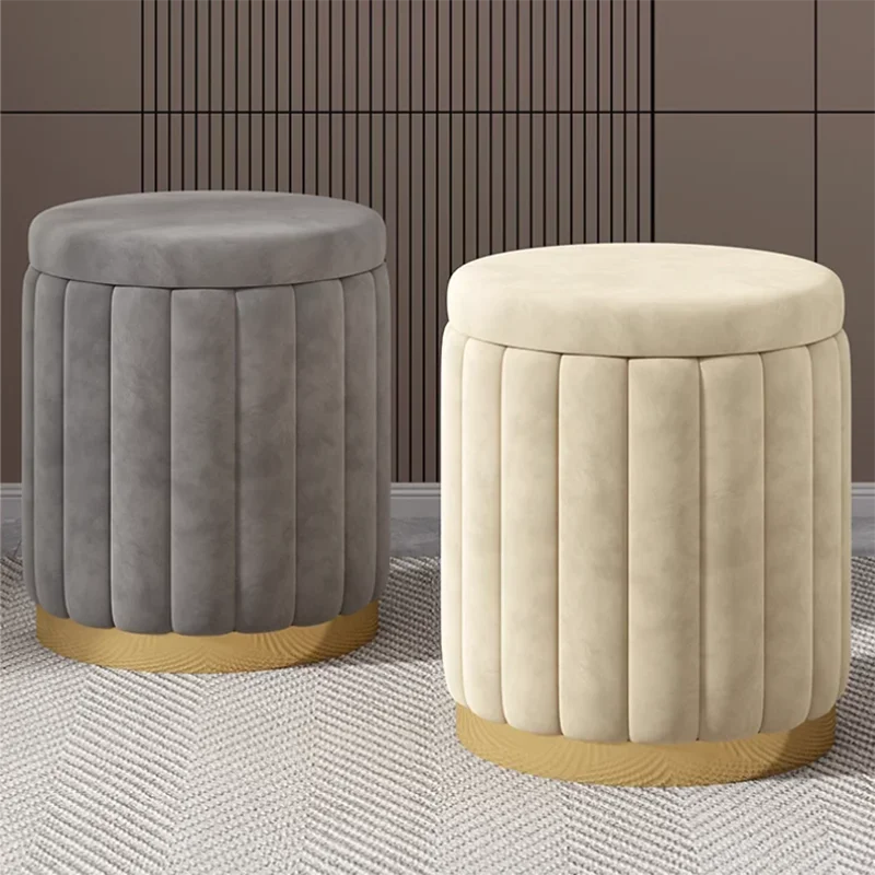 

Bedroom Beauty Salon Round Stool European Storage Vanity Stool Wooden Cushioned Sillas Para Sala De Estar Lounge Furniture