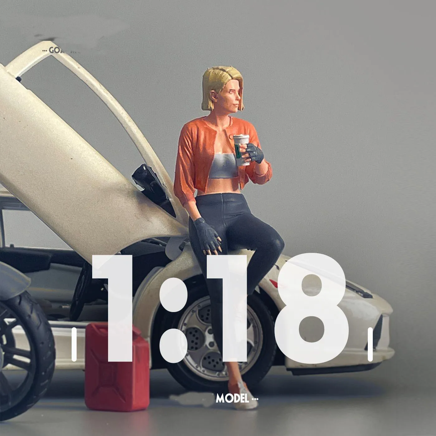 

1/18 Model Car Motorcycle Culture Figurines Decorative Items Garage Scene Diorama Doll Figure