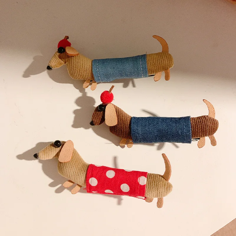 Creative Funny Dachshund Bangs Hairpin Puppy Cute Cartoon Dog Hairbands Ponytail Headwear Creative Duckbill Clip Female Girls