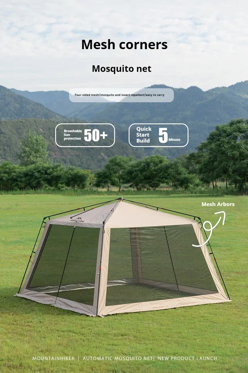 MOUNTAINHIKER 6-15 P Outdoor Camping Mosquito Net Automatic Tent Waterproof Silver Glue Anti-ultraviolet Beach Picnic Awning