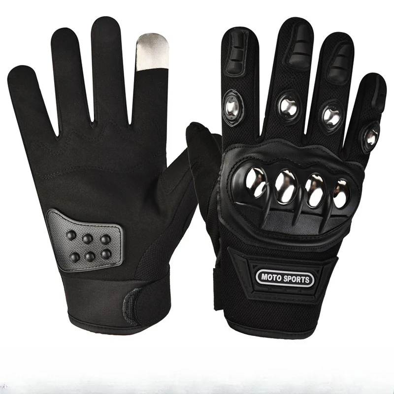 Motorcycle anti fall stainless steel hard shell half finger riding gloves for men's mountain bike riding equipment gloves