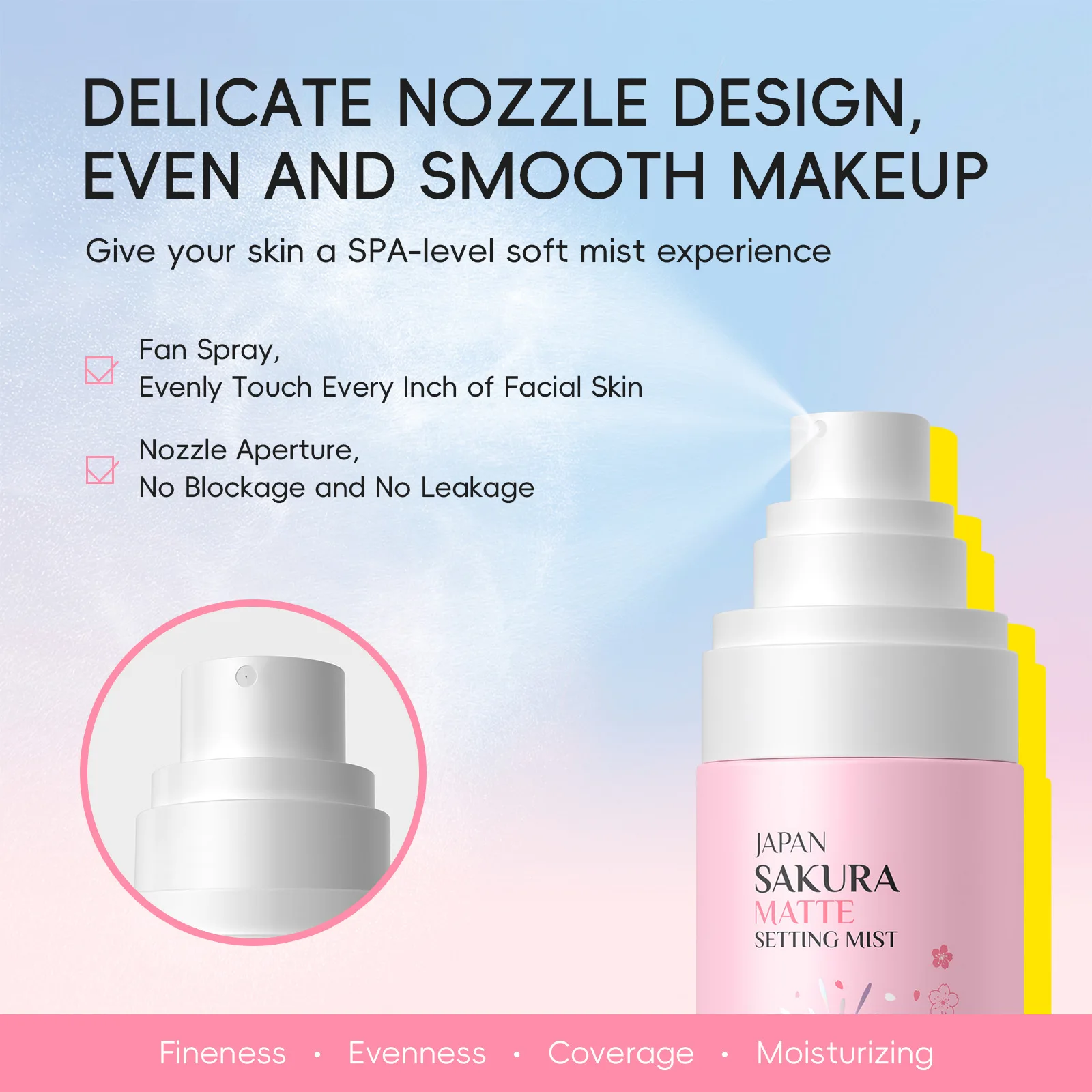 Sakura Makeup Matte Setting Mist Spray For Face Waterproof Long-lasting Oil-free No Separation Refreshing Quick Fixer 80ml