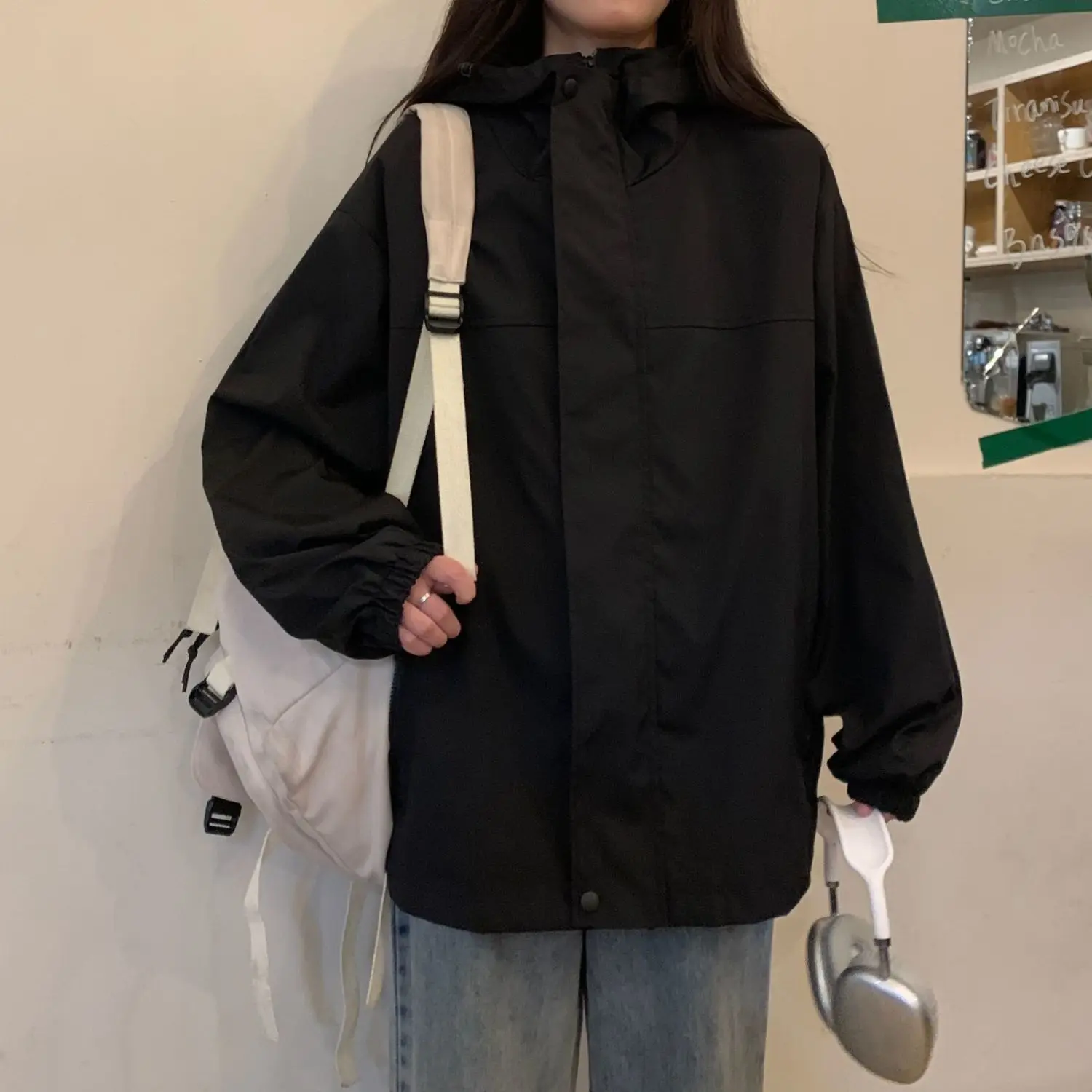 

Женские куртки, элегантная женская осенне-зимняя одежда, Harajuku, модная милая женская передняя карманная пуговица, чистый простой базовый стиль