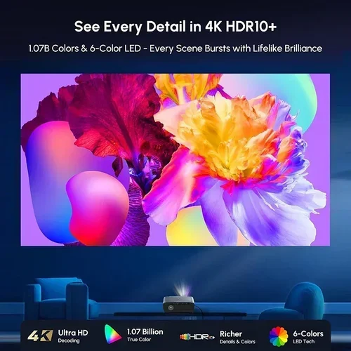 Imagen 2 del producto Proyector Portátil 4K UHD HDR10 Cine en casa Película Certificado por Google TV Gaming MemC al aire libre A prueba de polvo