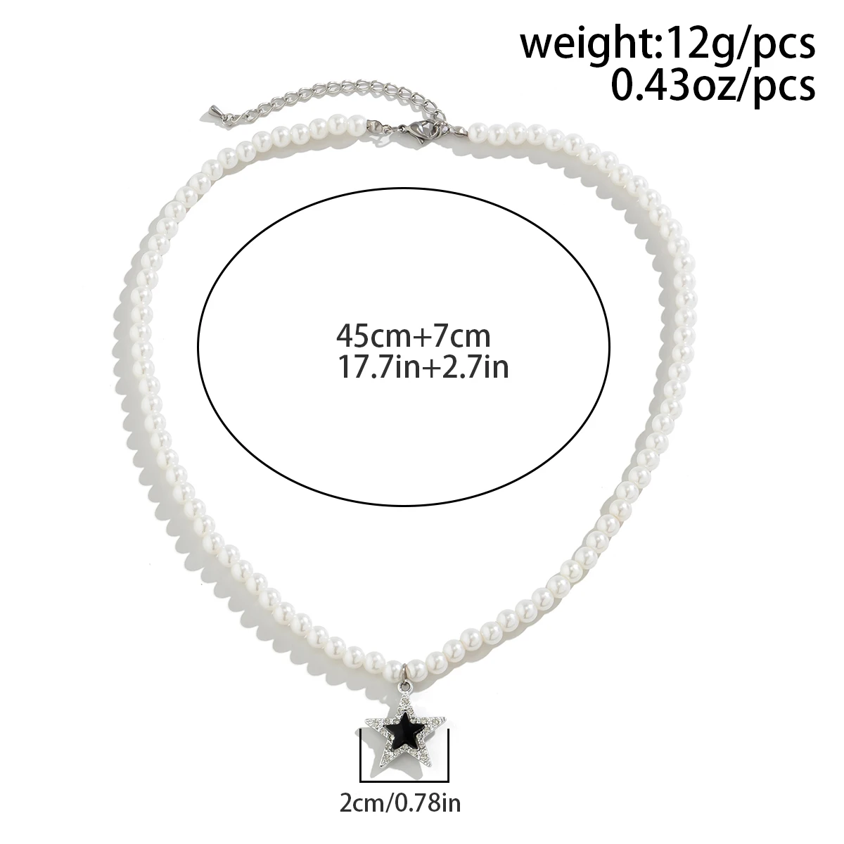 Salircon Prosty, ręcznie wykonany krótki naszyjnik z imitacji pereł Moda męska Rhinestone Star Pendant Choker Punk Party Jewelry — zdjęcie 6
