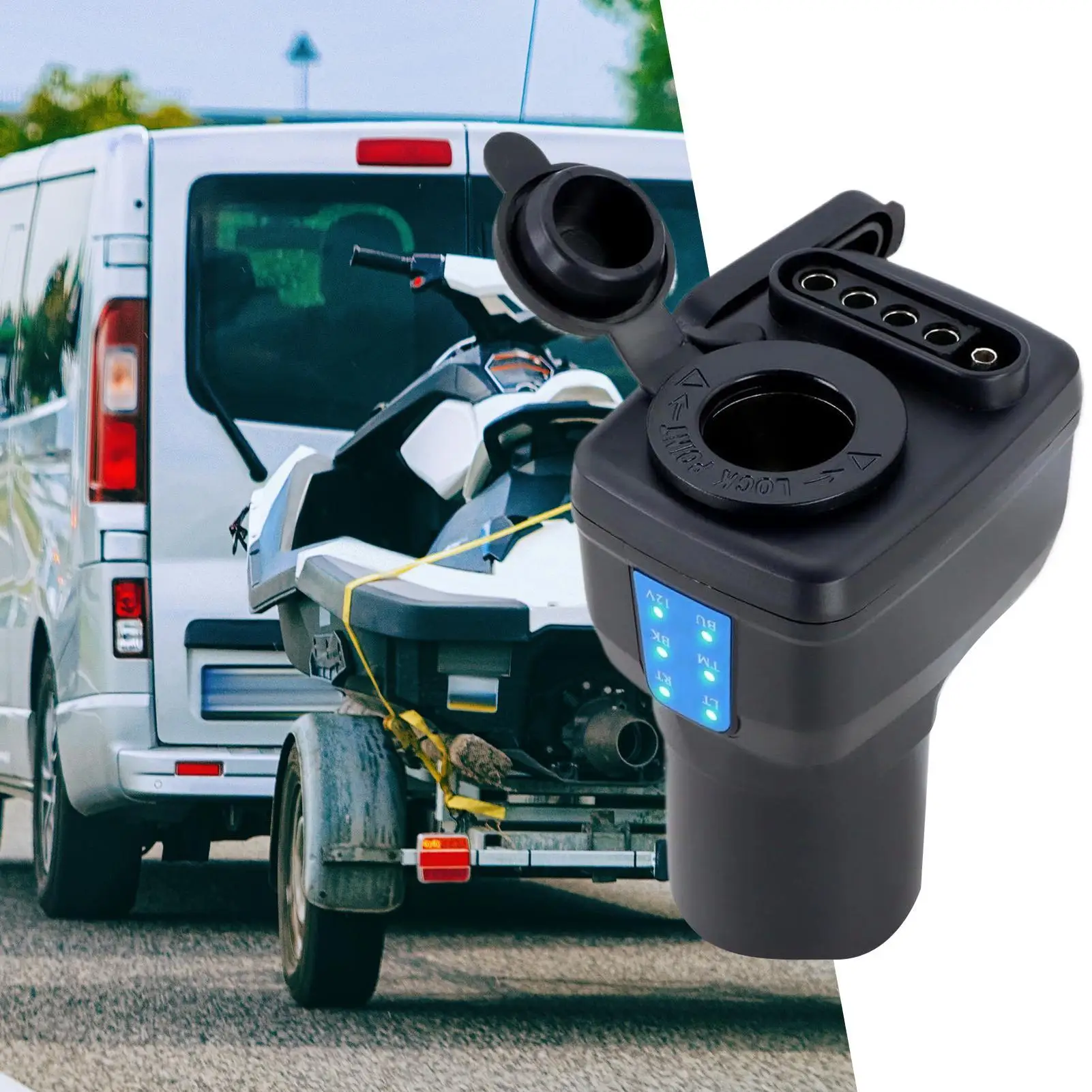 

Тестер прицепа, водонепроницаемый 12 В, 7-контактный детектор, адаптер для теста освещения прицепа для лодок, установка проводки звукоснимателя на автофургоне, придорожная поездка