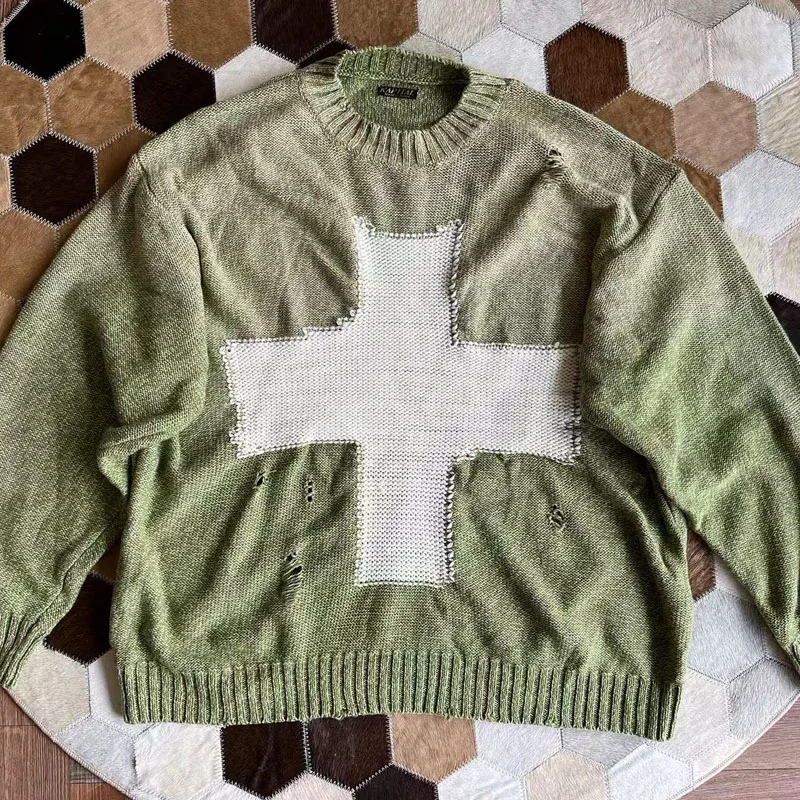KAPITAL Hirata Kazuhiro Sweater Rajutan Pola Silang untuk Pria dan Wanita Pullover Produk Baru