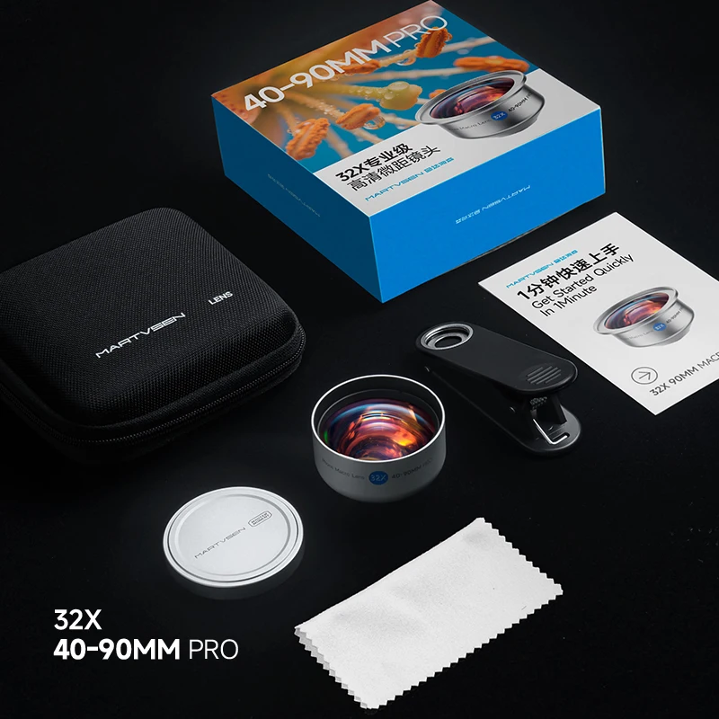 MARTVSEN 32X 5K HD Super Macro Lens Clip-on لهاتف iPhone Samsung Android، خذ قريب مذهل، اختيار احترافي للتصوير الفوتوغرافي