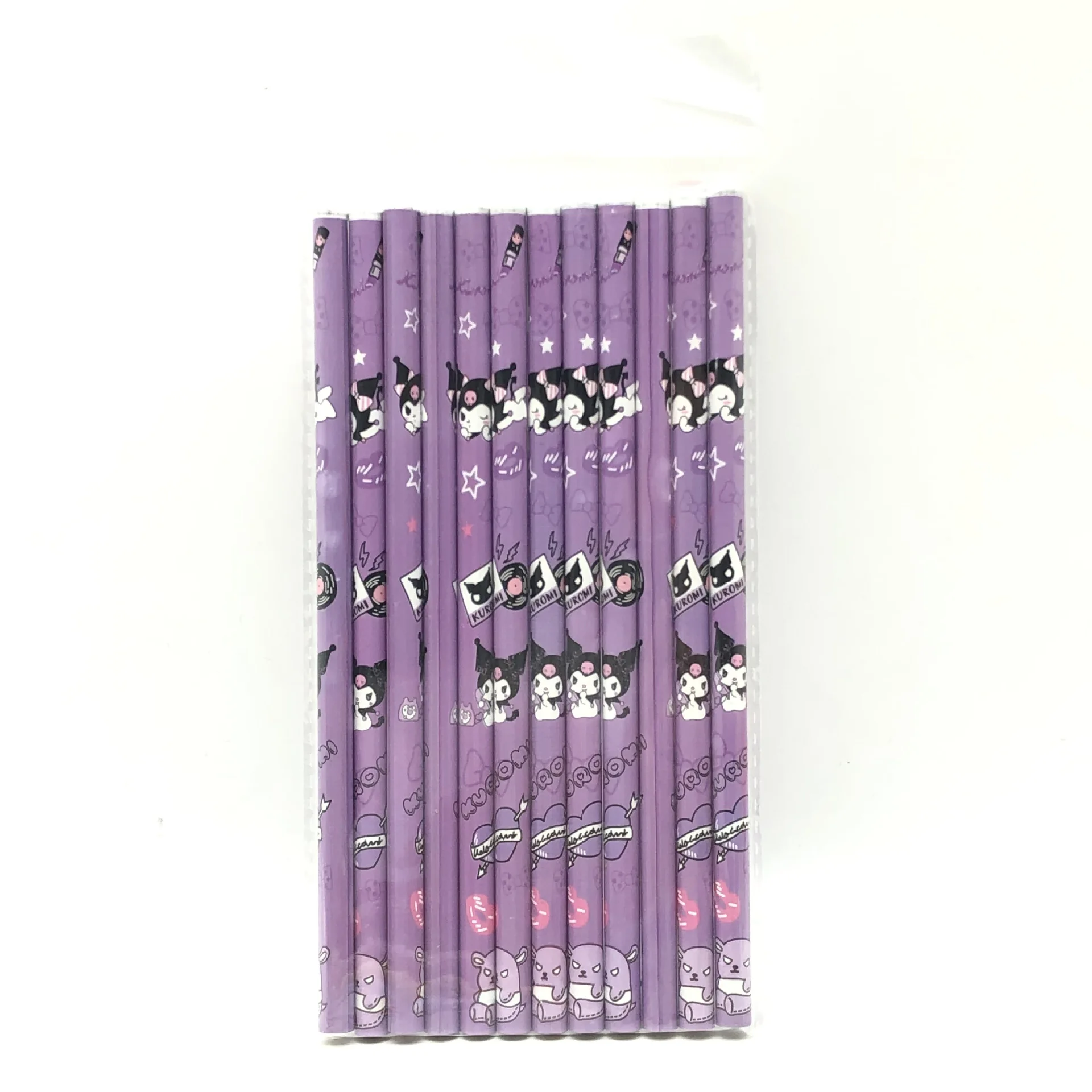 Cute 12Pcs Set Sanrio Pencils Pupil Students Stationery Anime My Melody Kuromi Cinnamoroll Practical School Supplies Kids Gifts