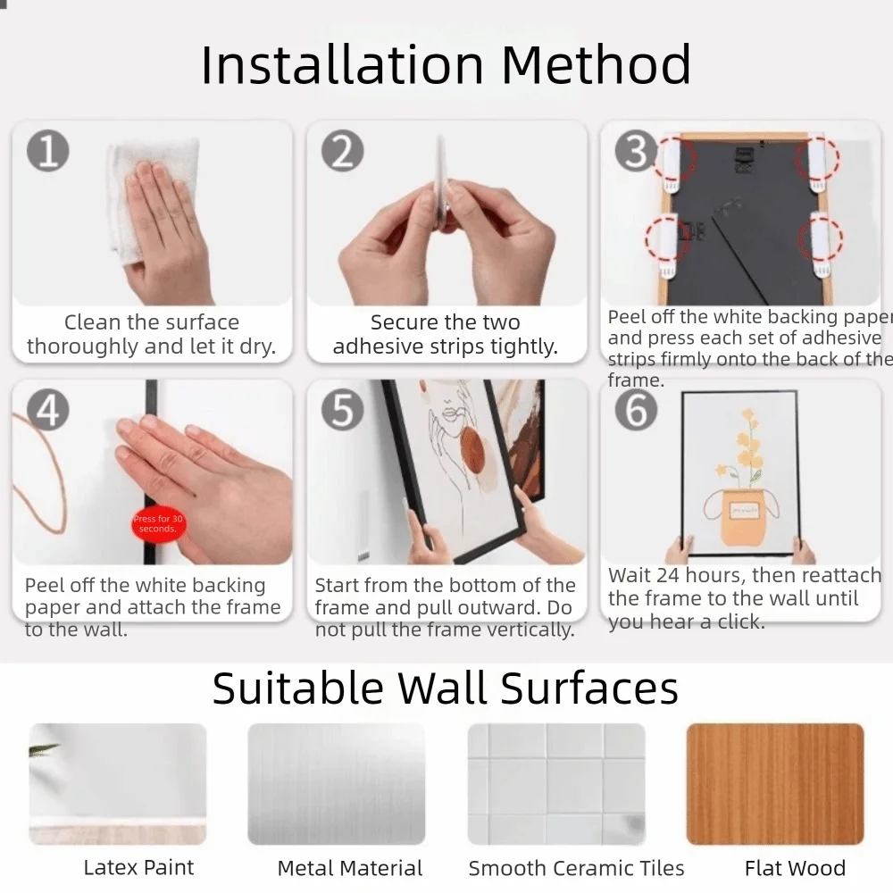 

12 Pairs Heavy Duty Picture Hanging Strips Easy to Pull Undamaged Picture Sticky Hangers Removable Trace-less