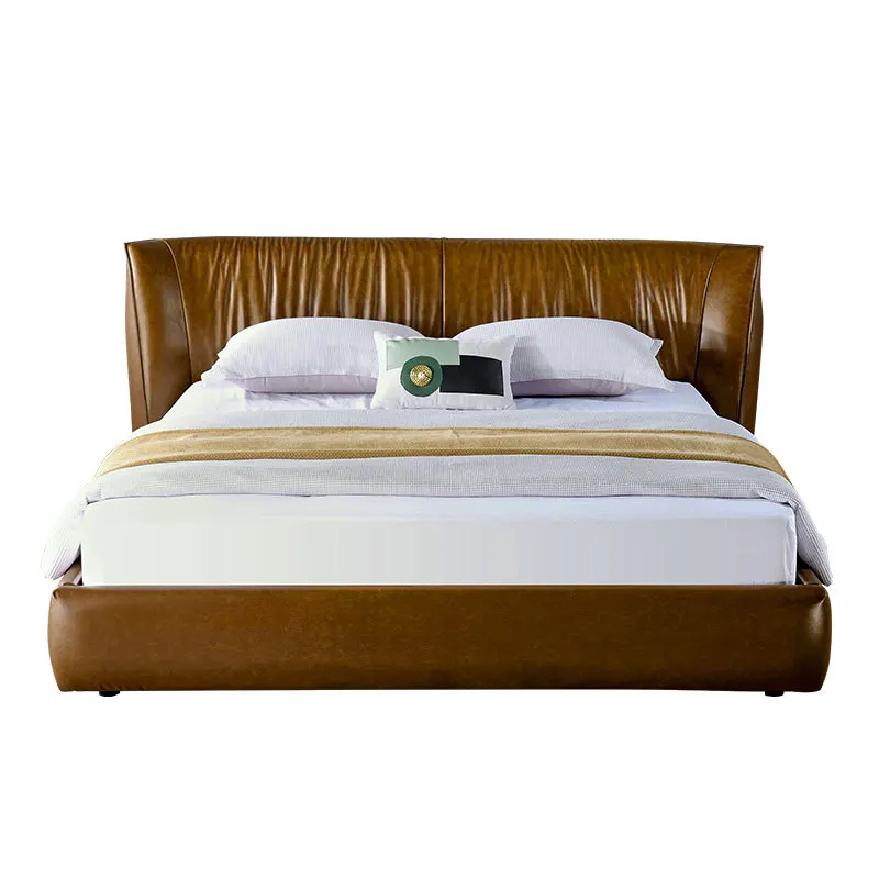 سرير مرصع بالجلد والشمع الزيتي الأمريكي القديم، سرير مزدوج ناعم