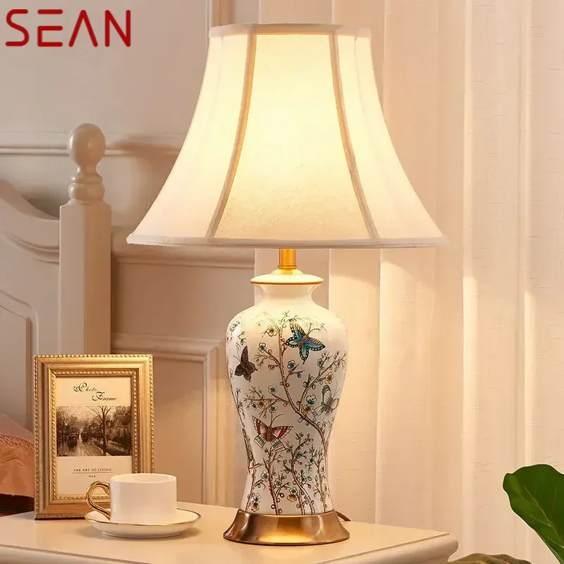 SEAN Modern Ceramic Table Lights LED Simple Creative Luxury Bedside Desk Lamp For Home Living Room Study Bedroom