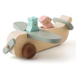 Baby Wooden Plane Toy Plane Model Manned Building Blocks Toy Woodiness Adornment Toy Blocks The Baby Educational Baby Toys Gifts