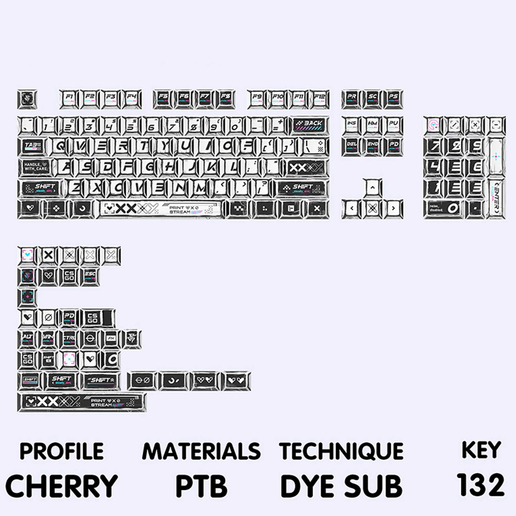 CHERRY Original Hand-Painted Manga Style PBT Keycap, Classic Retro Cartoon Design Mechanical Keyboard Cap