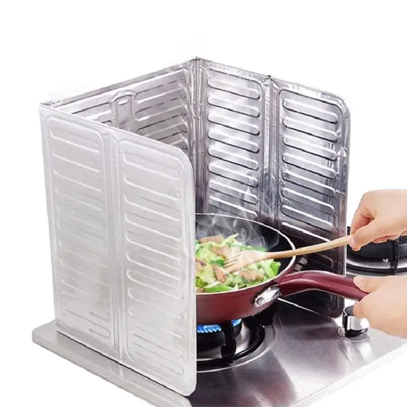 Aluminum Foldable Kitchen Gas Stove Baffle Plate Portable Frying Pan Oil Splash Protection Screen Household Kitchen Accessories