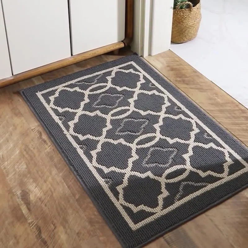 Nordic Patterned Entrance Door Mat Luxury Home Dust Removal Short Plush Floor Mat Anti Slip and Absorbent Foot Mat for Bathroom