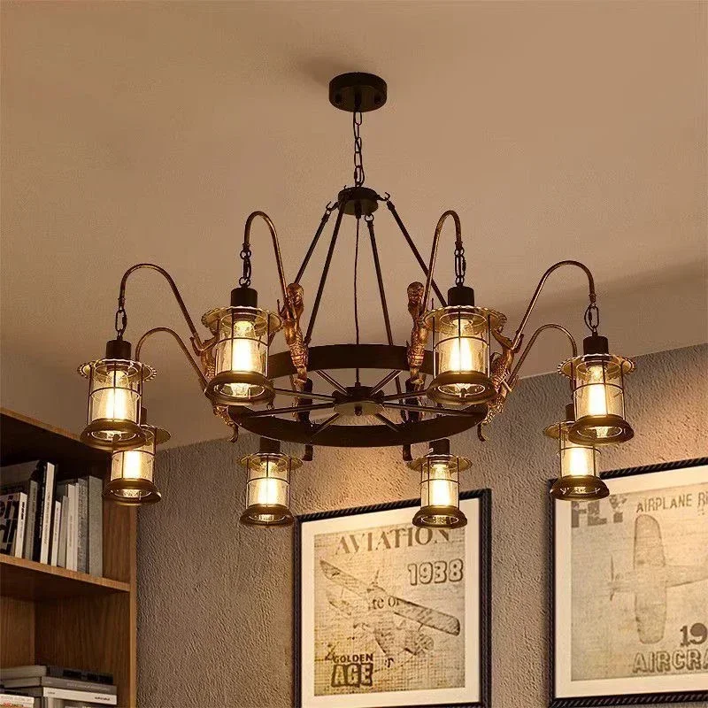 American Retro Pendent Lamp Industrial Wind Living Room Restaurant Loft Clothing Store Cafe Bar Box