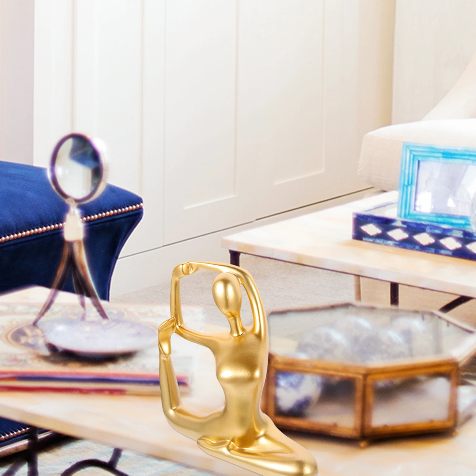 

Handmade Resin Yoga Posture Statue Abstract Ornament for Home Office Yoga Decor Zen Style Table Decoration