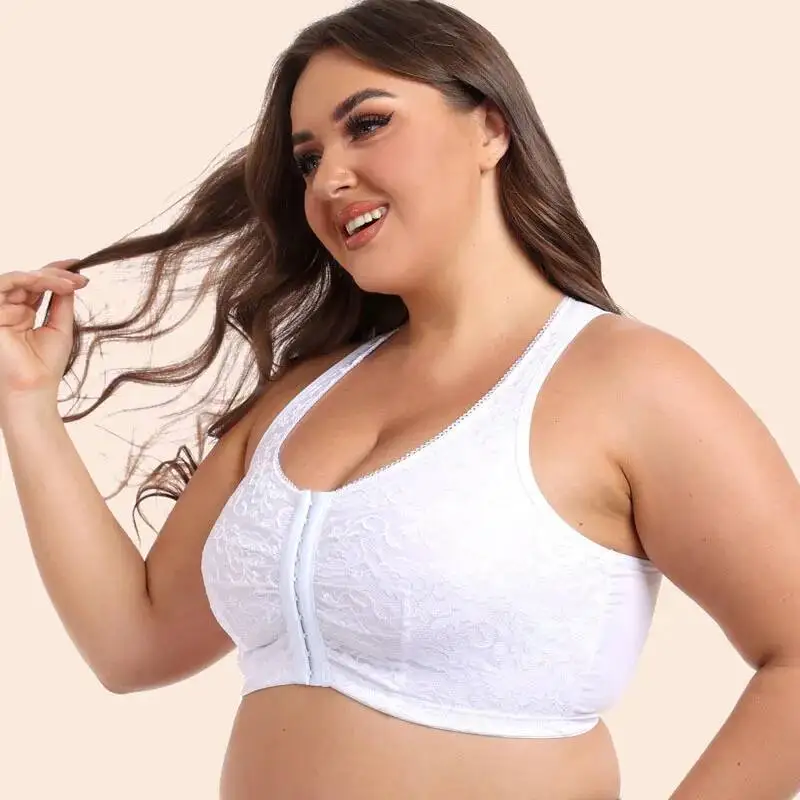 XL XXL XXXL 4XL 5XL Lace Front Button Stick On Bra Plus Size Lingerie Wireless Bras For Women Brassiere Femme
