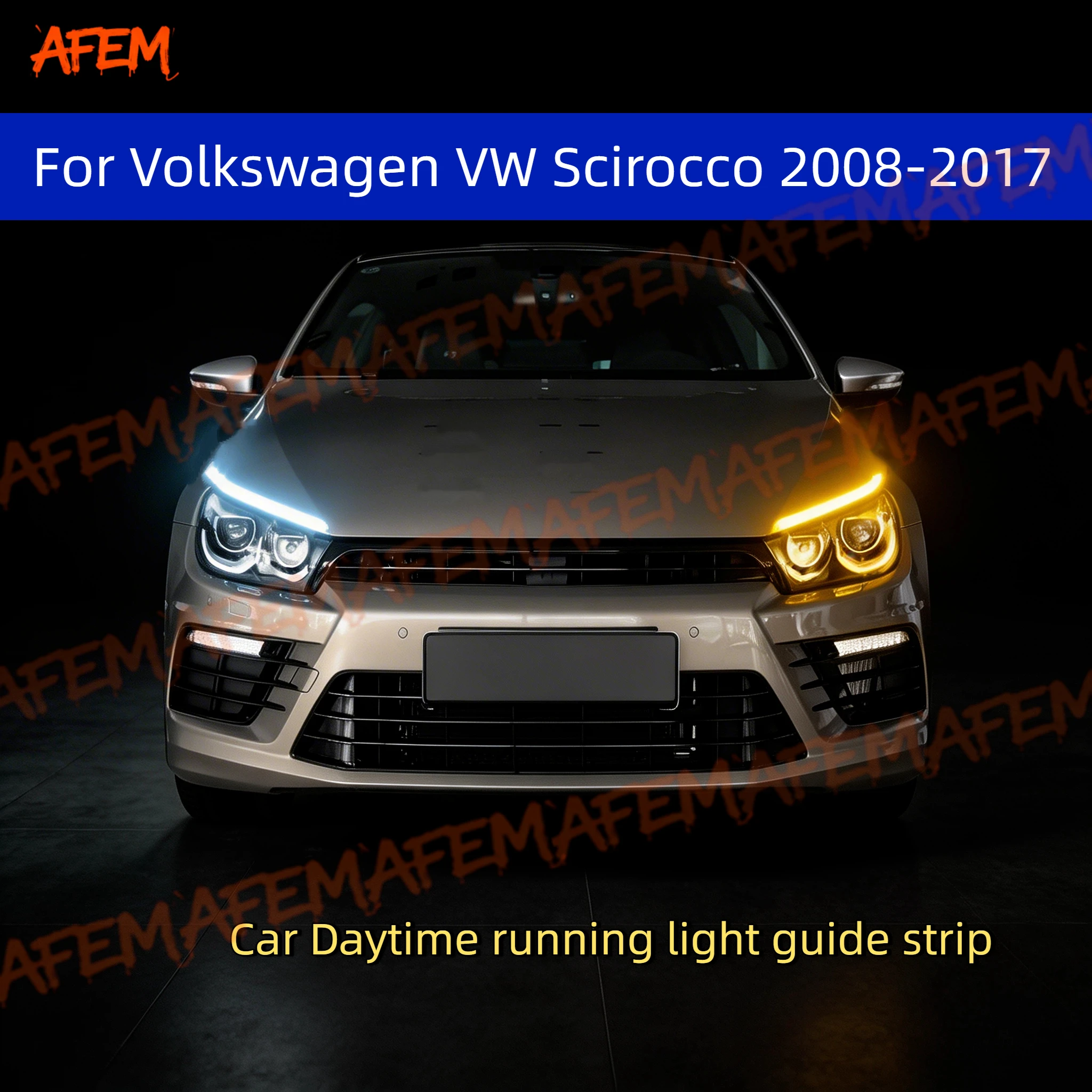 For Volkswagen VW Scirocco 08-17 Car DRL Daytime Running Light Start Scan Style Sequential Flowing Turn Signal Light Ultra-Thin