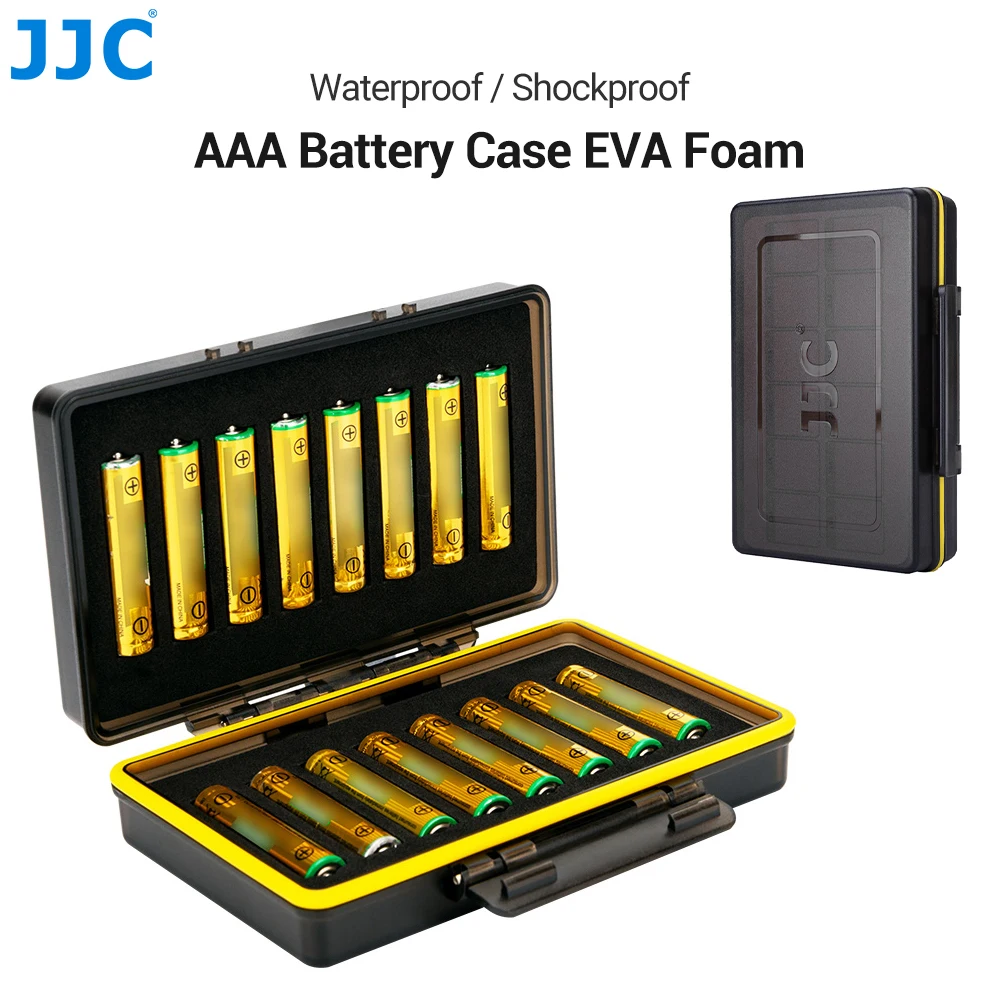 JJC 16 Slots AAA Battery Box Holder Storage Case Organizer, Triple A Battery Batteries Wallet Organizer, Water-Resistant Case