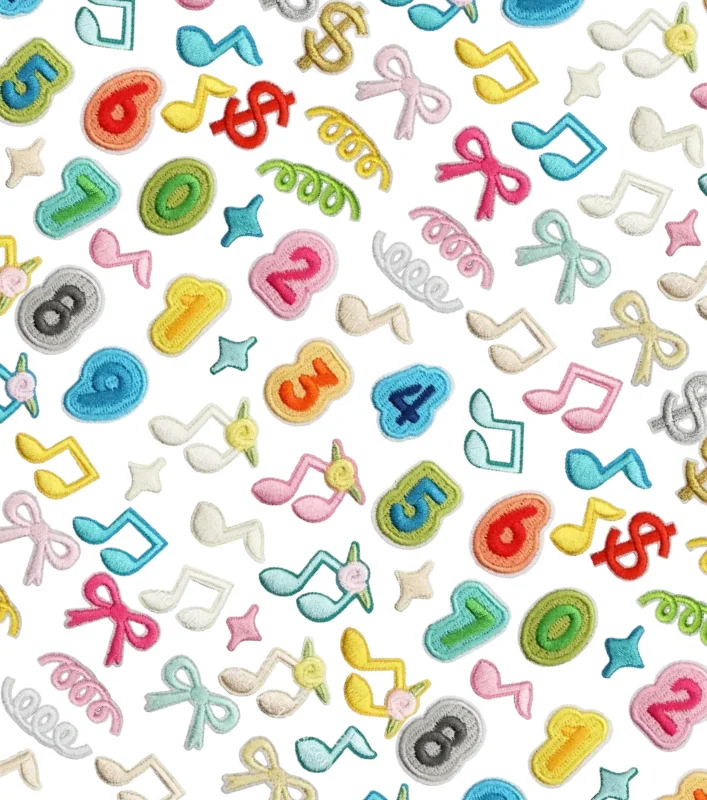 

DIY Handmade Decorative Small Cloth Patch Sticker Colored Digital PatchSign Musical Note Ironing Colorful Stripe Iron on Patches