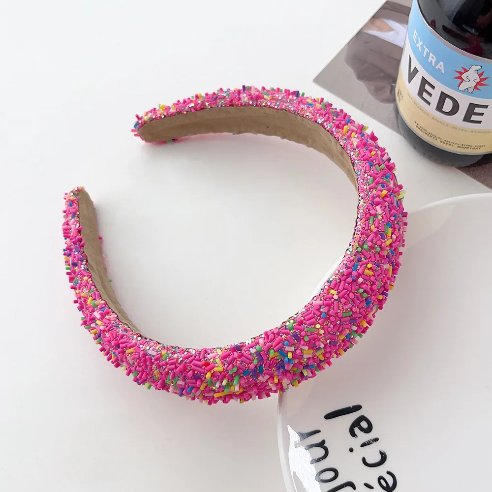 Accessoire de cheveux de bandeau en éponge à larges bords de couleur bonbon pour les femmes