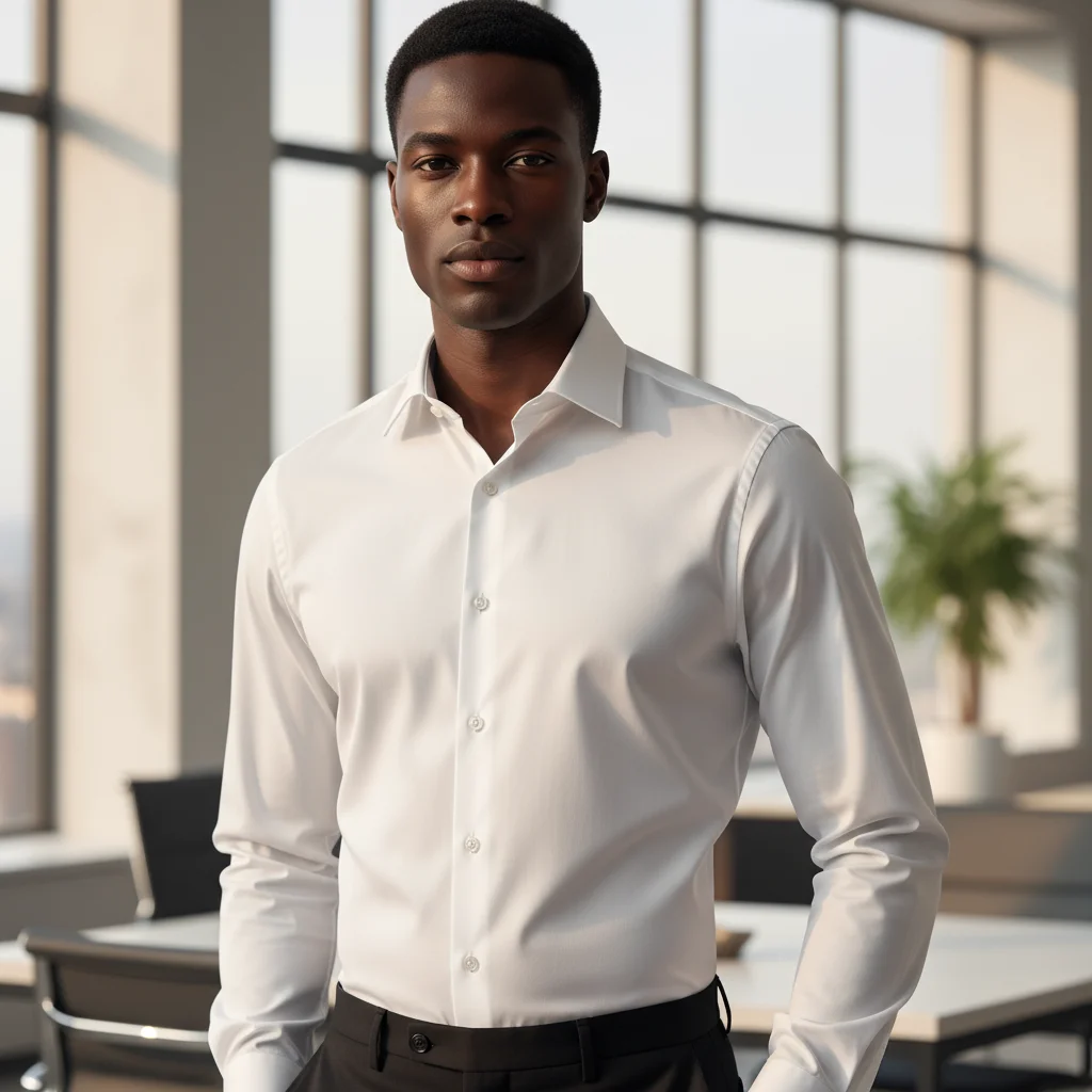 Men's Business White Shirt Long Sleeve Slim Fit Wrinkle-Free Formal Work Interview Shirt Casual Versatile Basic Dress  Plus Size