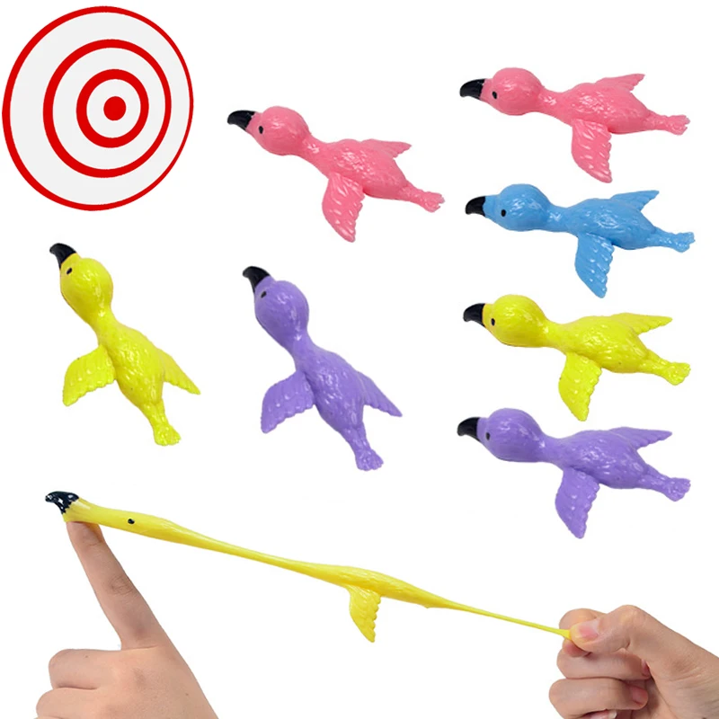 3Pcs Kids Creative Funny Birds Shape Slingshot Fingertip Shooting Toys For Boy Girl Birthday Party Favors Finger Stretchy Toys