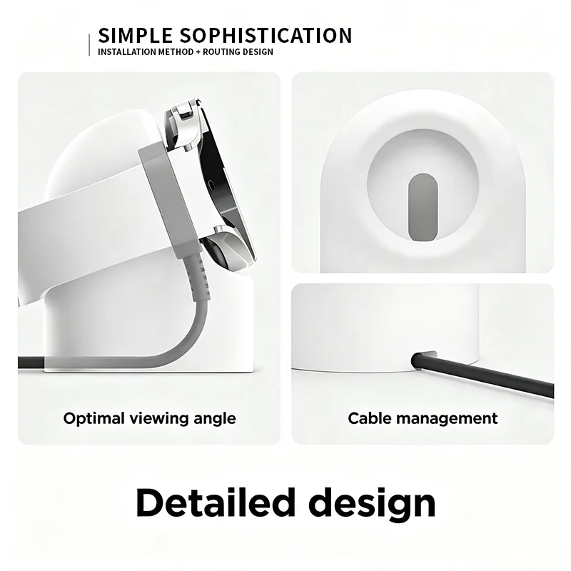 Durable Silicone Apple Watch Stand Compatible with Series 8 SE2 7 6 SE 4 3 Nightstand Mode Multiple Galaxy Watch Sizes view 3