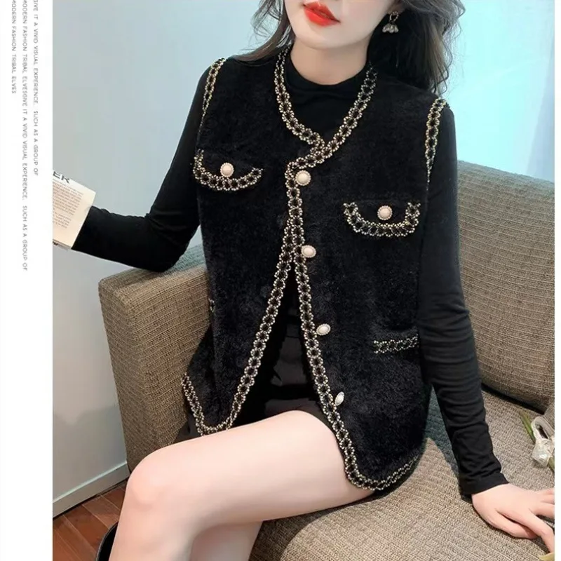 Xiaoxiangfeng Spring And Autumn Knitted Sweater, Small Camisole Shoulder, High-End Sense, Fashionable Trend, Wing Mink Fur