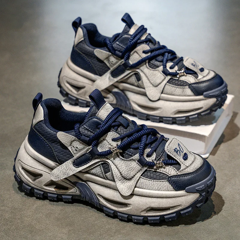 

Men's shoes 2026 spring men's vintage casual sports shoes trendy student thick sole height increasing dad shoes