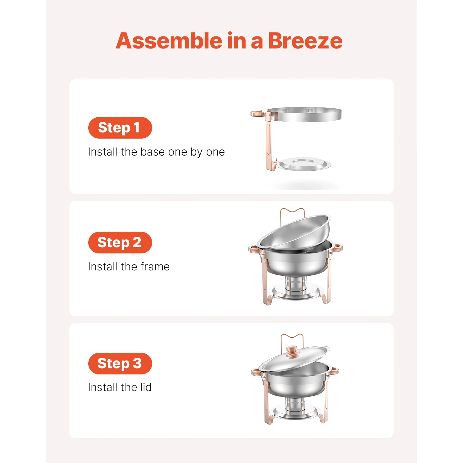Set Perlengkapan Prasmanan SucceBuy 5 Qt 2 4 Pack, Panci Penghangat Makanan Stainless Steel dengan 4 Panci Ukuran Penuh, Bulat, untuk Katering