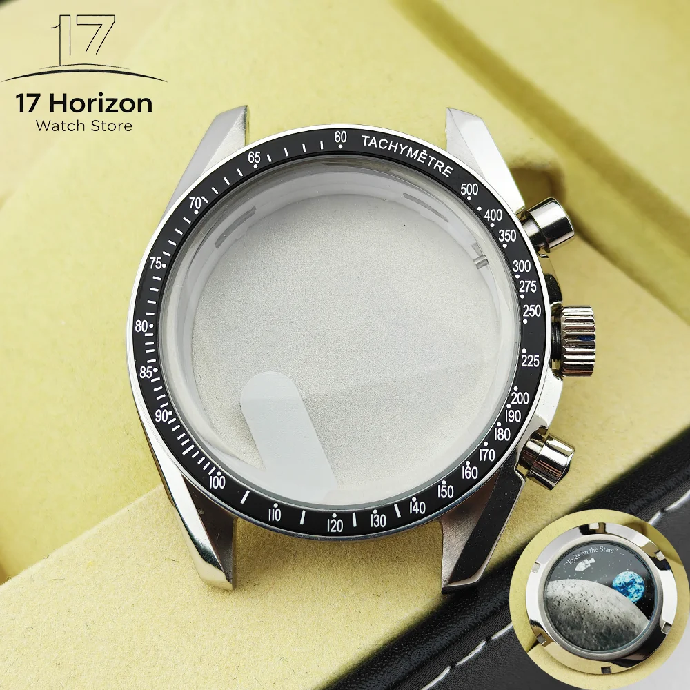 VK63 Cases 39.7MM Fit For Speed Master VK63 Case Moon Watch Case Metal Case Moon Pattern Back VK63 Chronograph Case VK64 Case