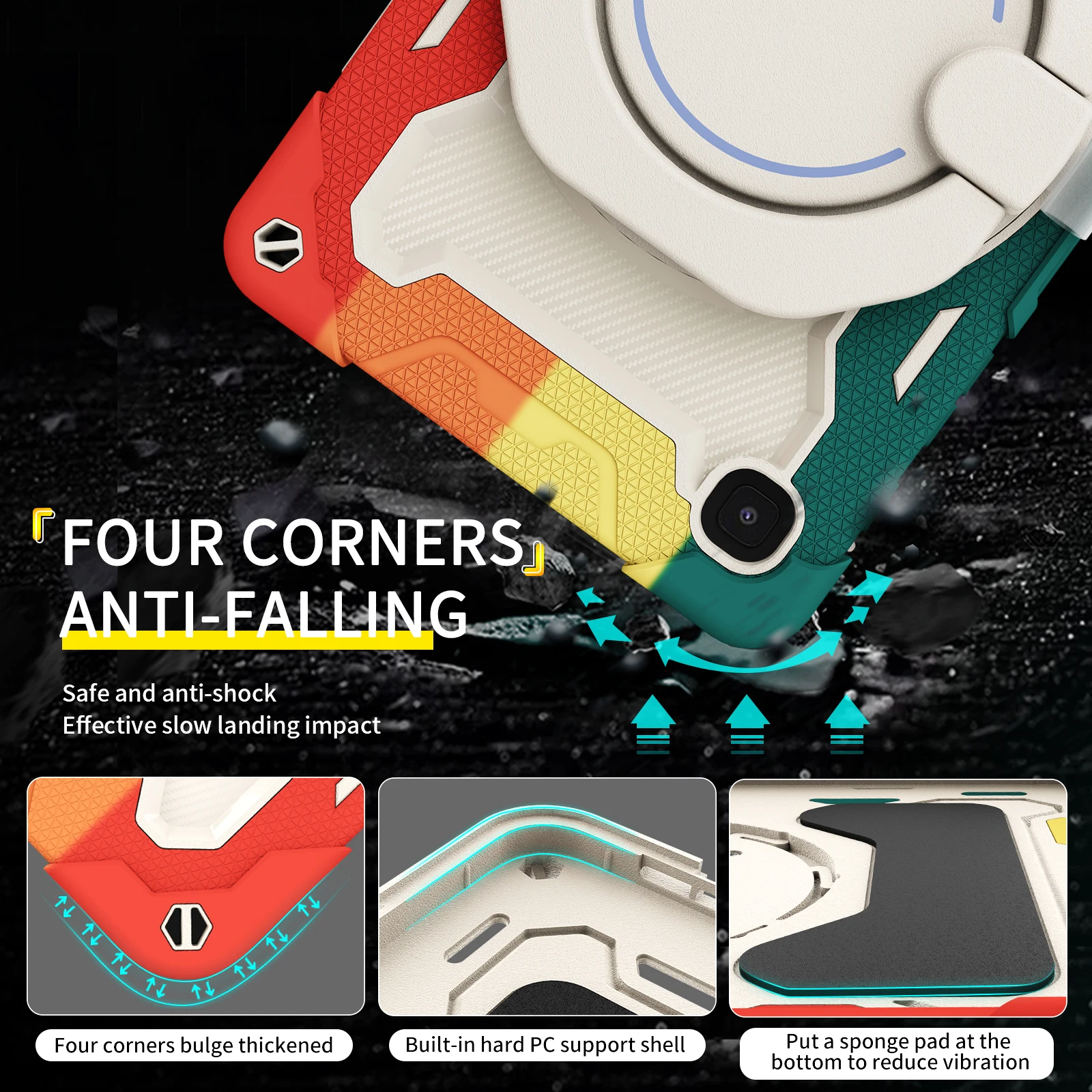 Estojo pesado rotativo de 360 polegadas para samsung galaxy tab a7 lite 2021, 8,7 polegadas, sm-t220, t225, robusto, com alça