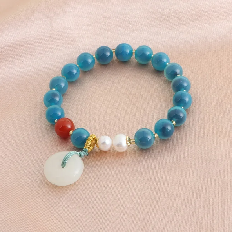 

Minar Exquisite Candy Color Agate Crystal Natural Stone Freshwater Pearl Peace Buckle Strand Bracelets for Women Accessories