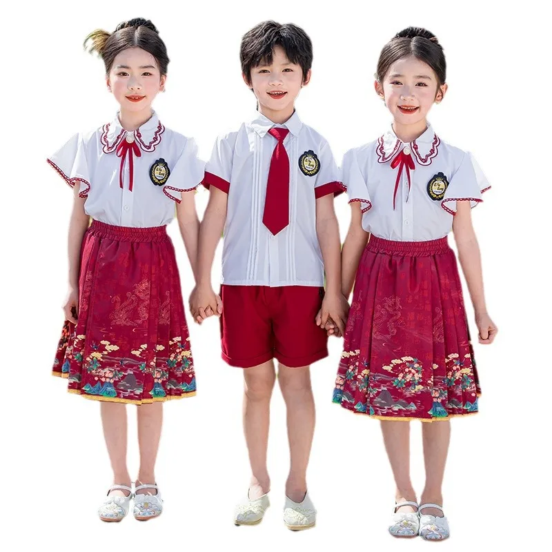 Primary school class dress British style summer suit June 1 performance dress children graduation photo school uniform